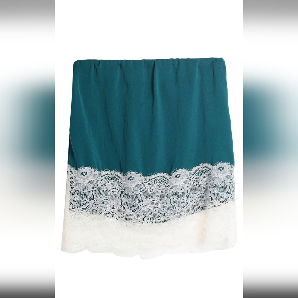 ANIYE BY Teal Silk Skirt with Lace Hem